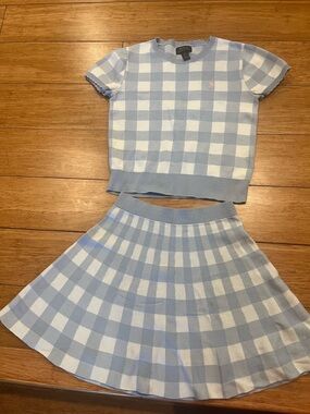 Polo by Ralph Lauren Light Blue and White Gingham Knit Top